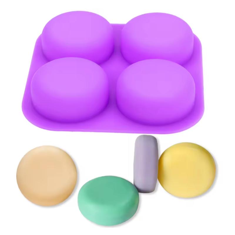 4/6 Cavity Reusable Soap Molds Tray Silicone Round Circles Soap Molds DIY Handmade Craft Cake Decorating Tools
