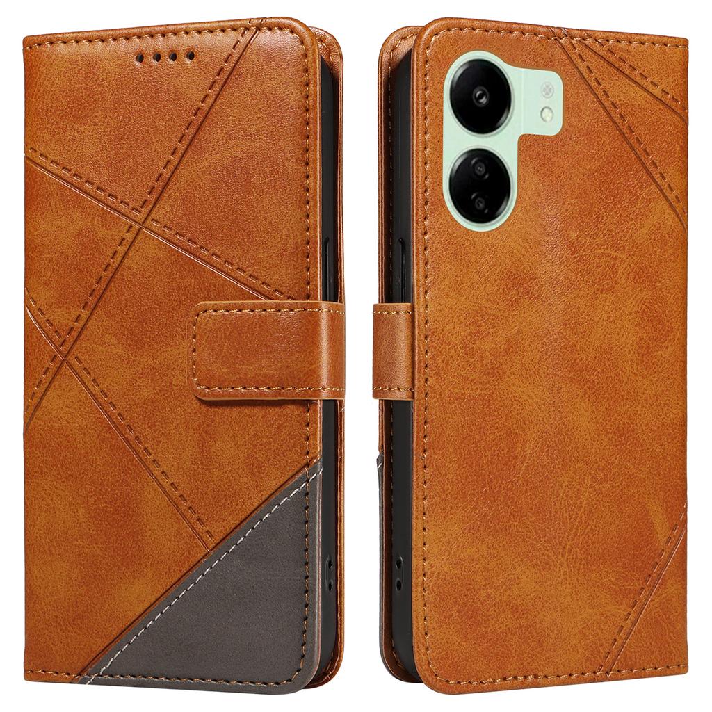 For Xiaomi Redmi 13C 5G/13C 4G/13R 5G/Poco C65 4G/Poco M6 5G Case PU Leather Stand Phone Cover Geometric Lines