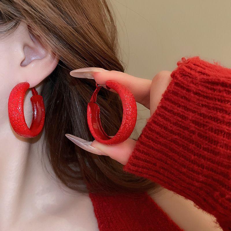 Red Love New Year's Earrings Women's Simple Festive Earrings Versatile Fashion Earrings