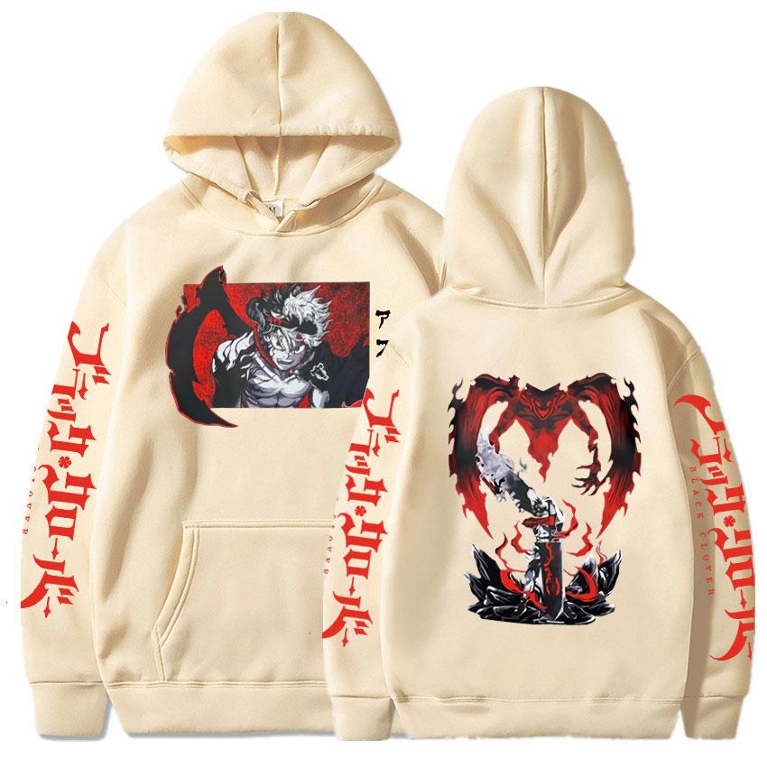 Pánská a dámská anime mikina Black Clover Asta Manga potisk Pulovr Teplá Měkká Mikina Harajuku Trendy Oversized Streetwear