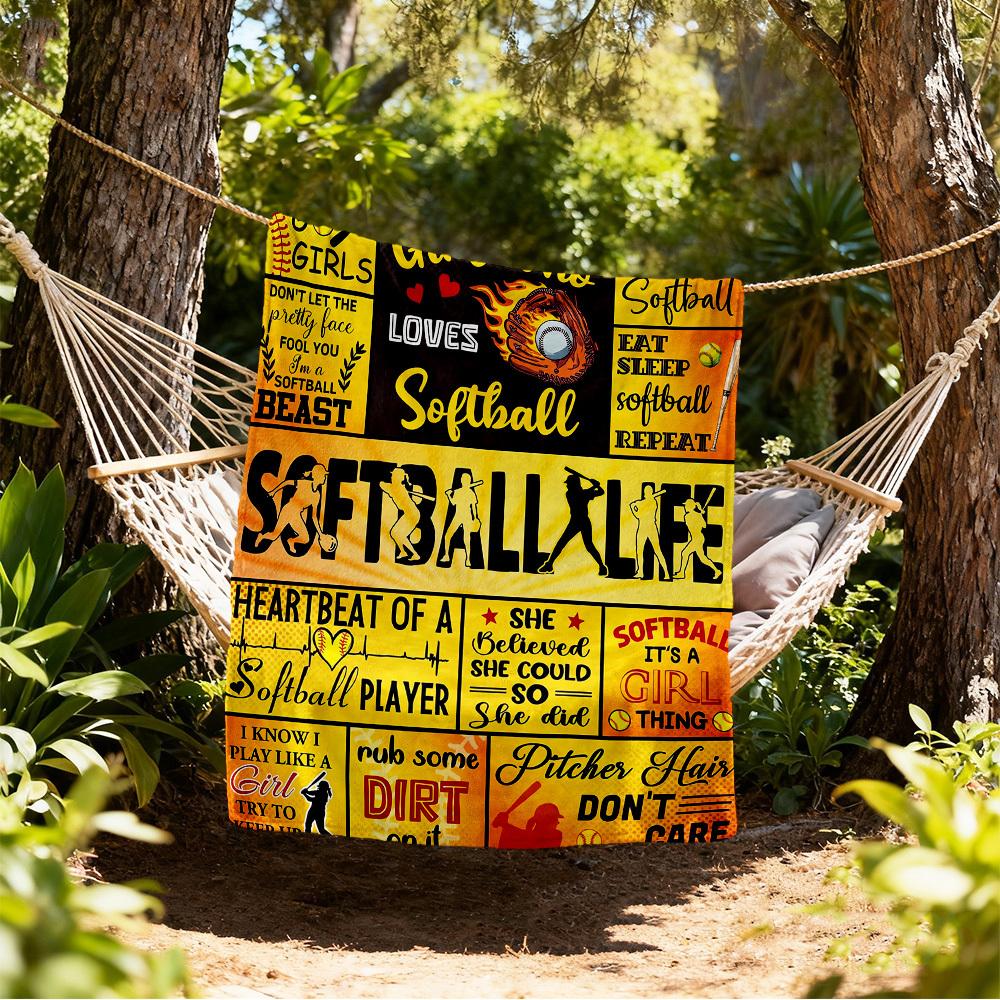 Softball Life Outdoor Flannel Blankets, Outdoor travel, Home Blankets, Fan Gifts,Suitable for All Seasons, Christmas Gifts. R1127089
