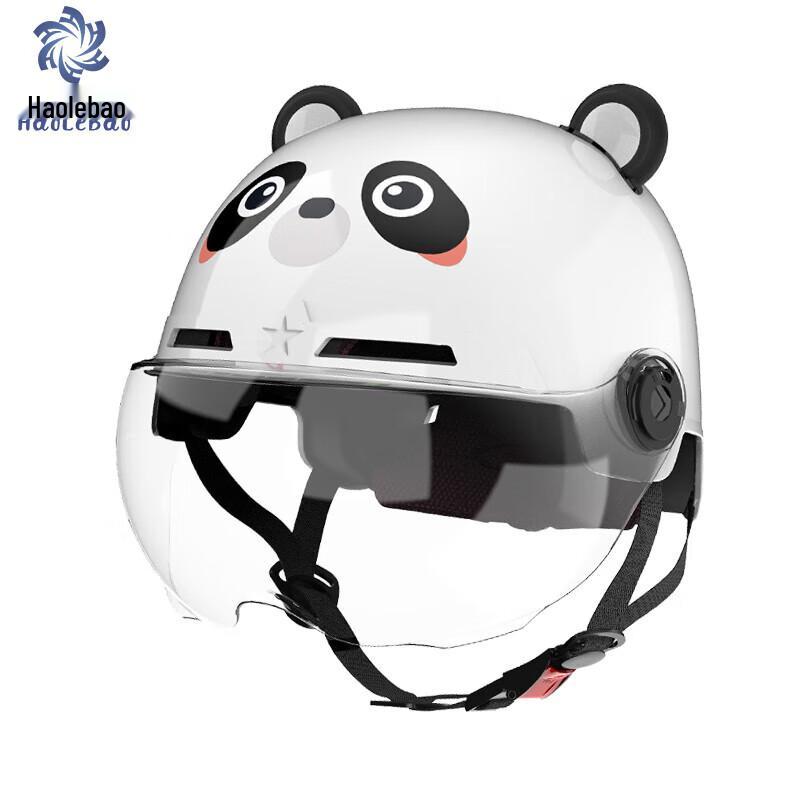 Haolebao Kids Panda Electric Motorcycle Half Helmet