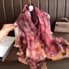  Fashion Silk Scarf Women Foulard Thin Stoles Beach Travel Tippet Floral Long Veil Shawl Luxury Scarves Soft Premium Pareos