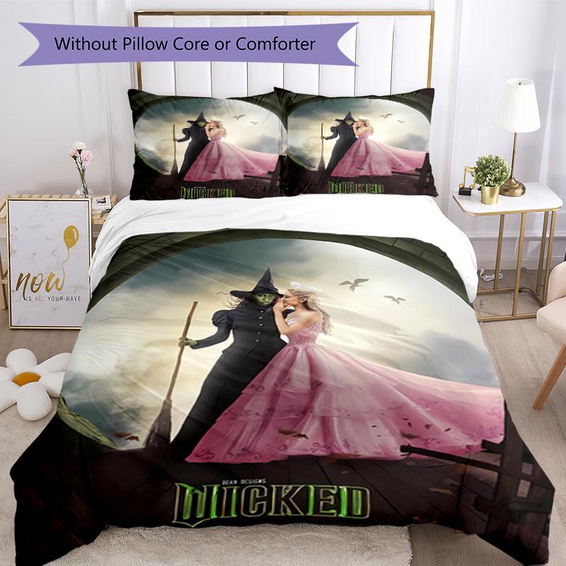 3pcs Wicked pattern bedding set duvet cover set includes duvet cover &pillowcases, perfect all season bedroom decoration & gift