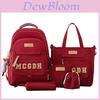 Girl School Backpack Five Piece Set With Letter Splicing Design For Teenagers
