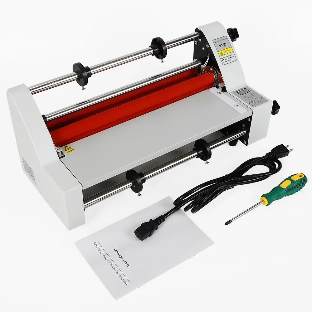

110V Electric V350 Hot and Cold Roll Laminating Machine, 13-Inch Digital Display Hot and Cold Roll Laminator сірий колір