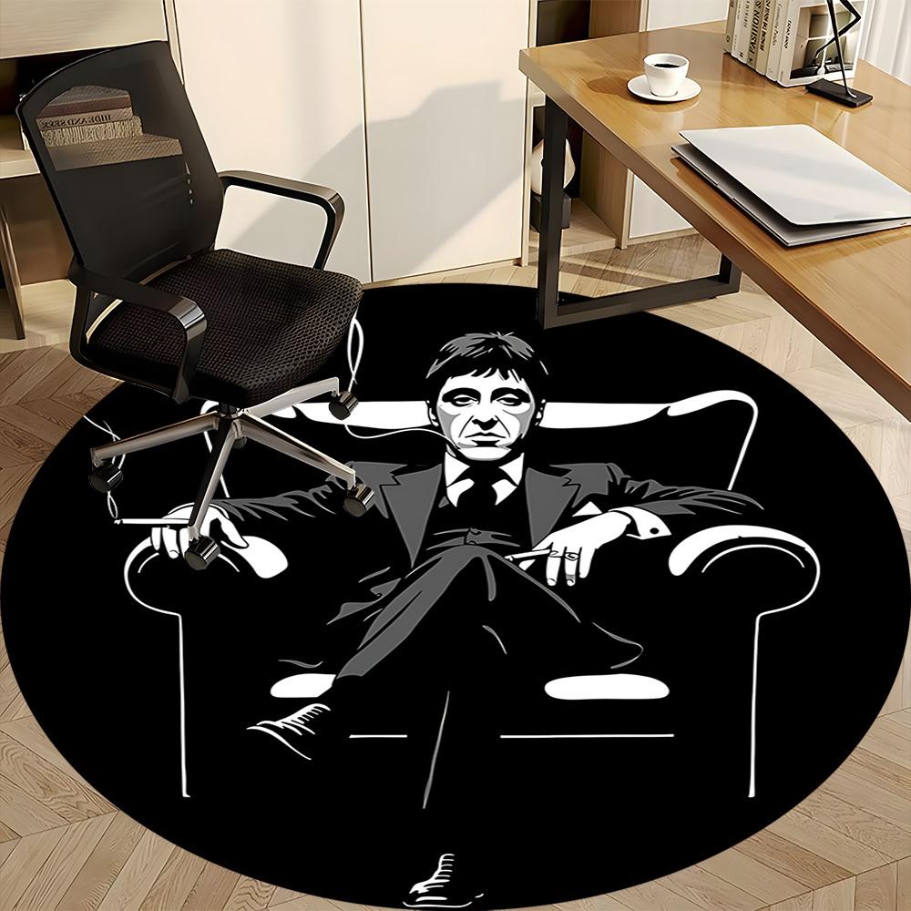 1pc Scarface Carpet, Round Non-Slip Durable Large Size Office Carpet, Suitable for Office, Beautiful Decoration