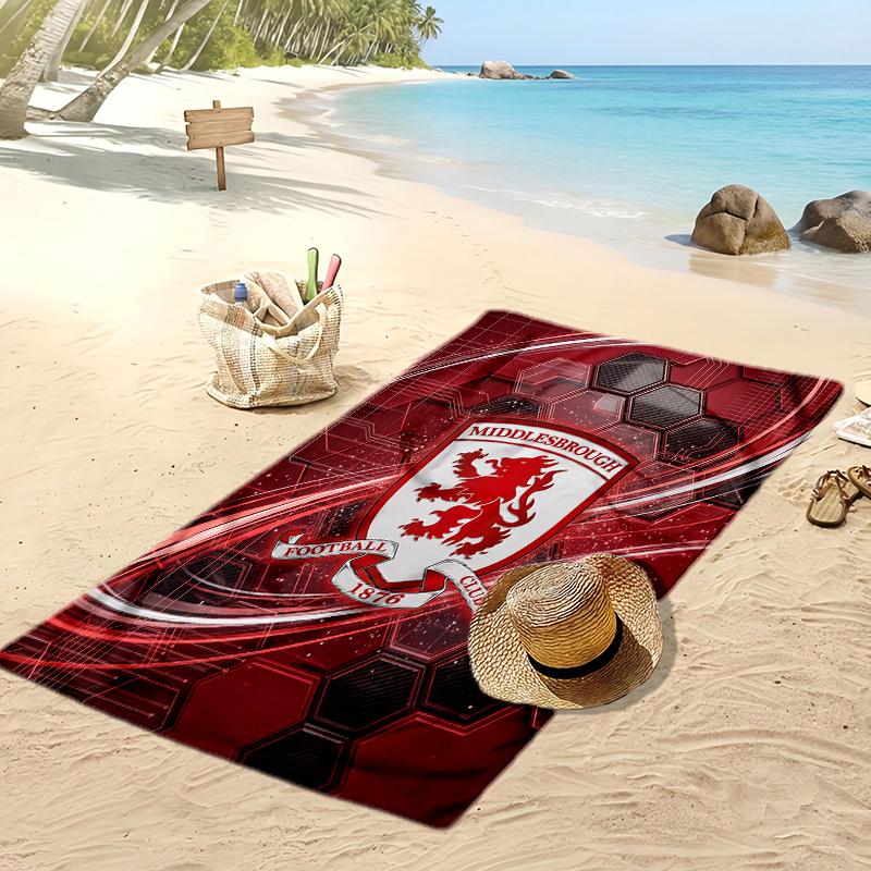 Middlesbrough Fußball Druck Strandtuch, Großes Weiches Schnelltrocknendes Handtuch für Strand Camping Schwimmen