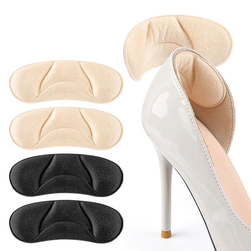 4 Pairs Curved Heel Grip Pads Soft Faux Suedes Sponge Cushions for High Heels Comfort and Pains Relief in Long Standing