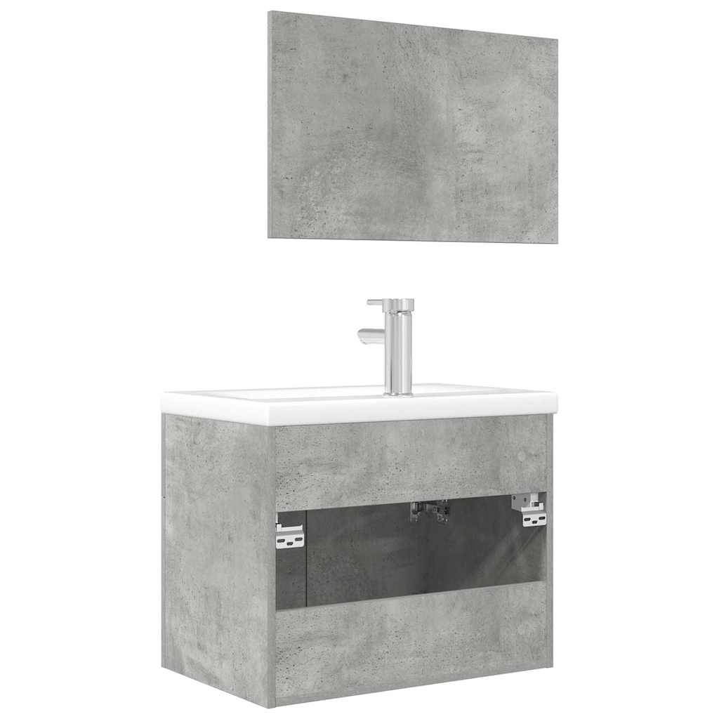3 Piece Bathroom Furniture Set Concrete Grey Particleboard