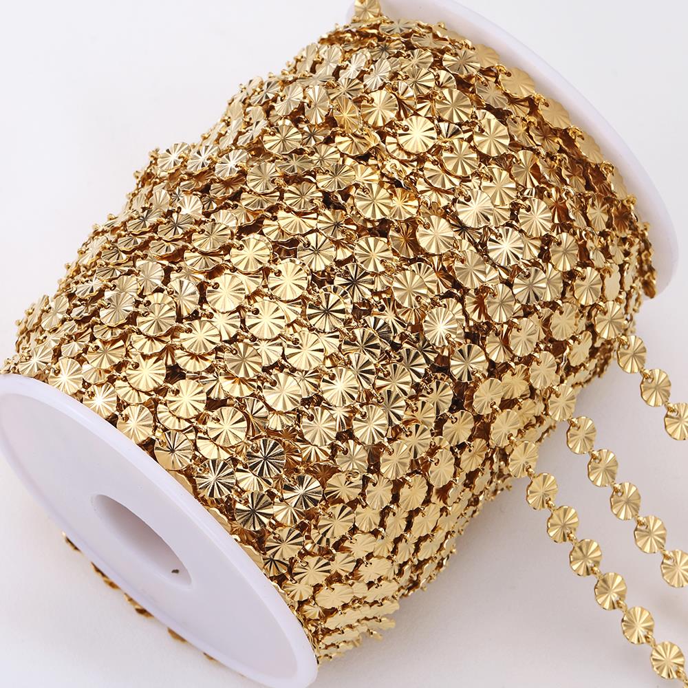 2Meters 1Meter Stainless Steel Chains Gold Color Embossing Round Love Heart Chains for Necklace Bracelet Jewelry Making DIY Bulk