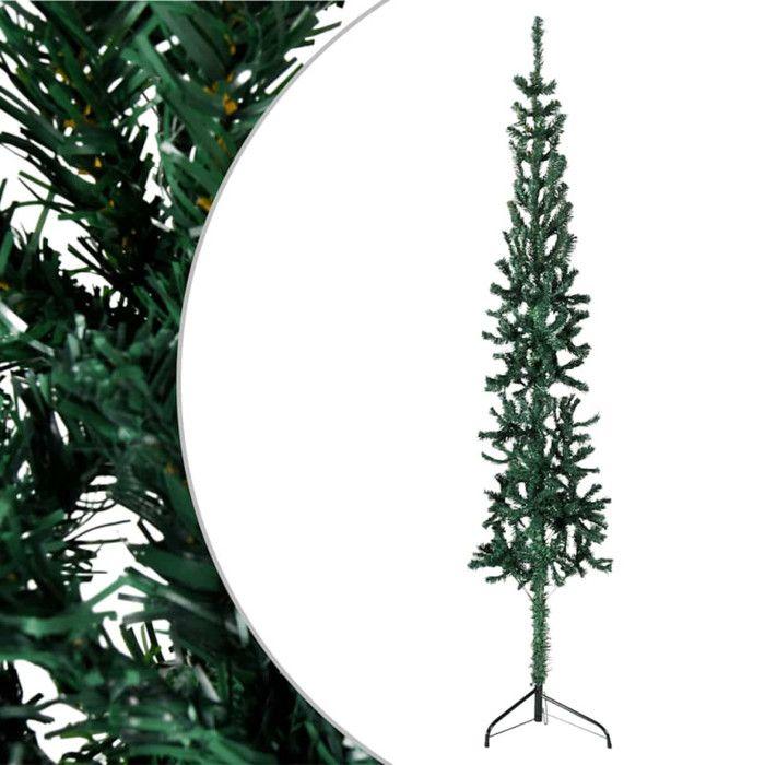 VidaXL Demi Sapin de Noël Artificiel Mince avec Support Arbre de Noël Décoration de Vacances Ornement de Fête Salon 344601