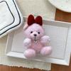 Soft Plush Bear Hanging Ornament Fashionable Soft Bear Keychain with Bowknot Plush Key Accessory for Stylish Bags