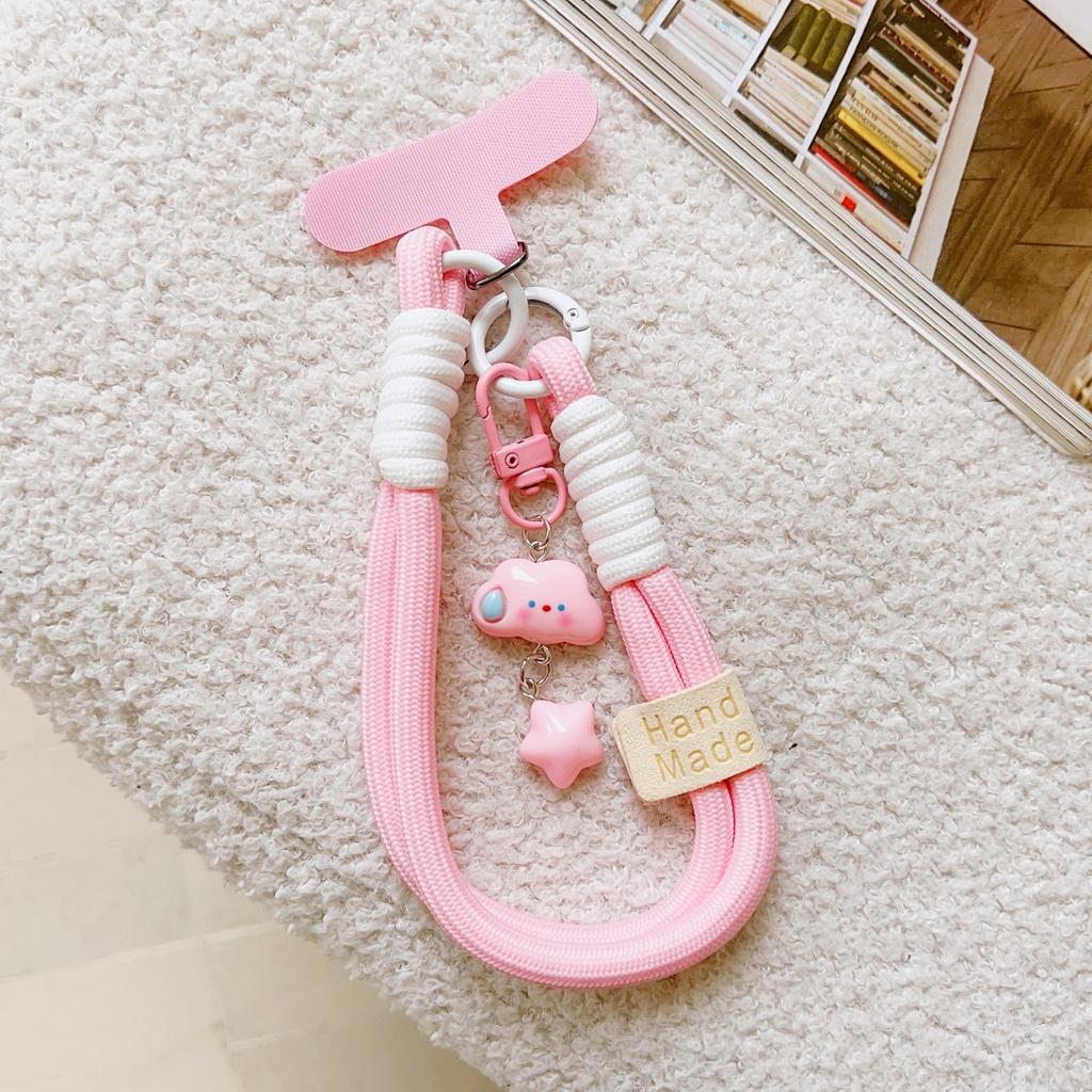Korea Cute 3D Cloud Pendant Simple Hand Strap Adjustable Short Mobile Phone Lanyard Clip-On Phone Case Universal Anti-Lost Strap