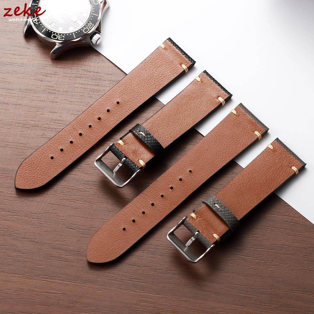 Vintage Brown Calf Leather Strap 18mm 19mm 20mm 22mm for HUAWEI Watch GT5/GT4 Hand Sewn Cowhide Bracelet for Omega Business Band