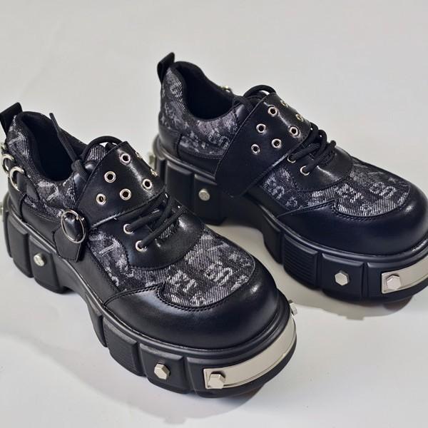 

Модная обувь для мужчин Высококачественная платформа Обувь с заклепками с большой головой Толстая подошва Увеличивающая рост Круглый носок Мужская кожаная обувь Zapatillas Hombre 37