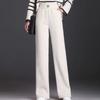 Chenille Flare Pants Women Winter Fleece Pants High Waist Wide Leg Casual Straight Cut Mom Extra Thick Sherpa Women Trousers