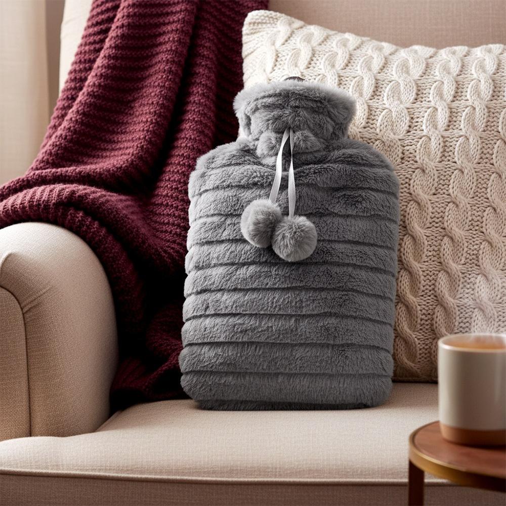 Duży Termofor Pluszowy W Pokrowcu Sweterku Ogrzewacz Gumowy Na Wodę XXL