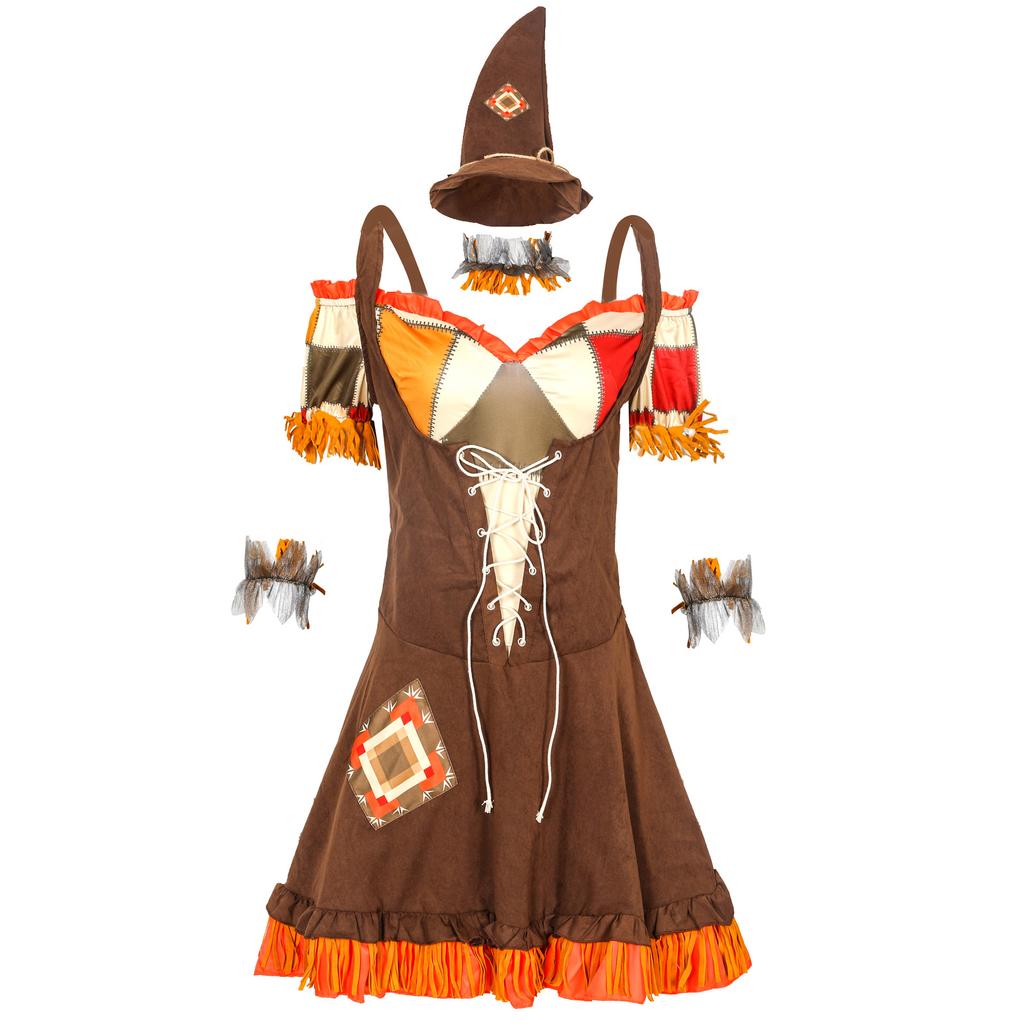 Clown Witch Costume, Wizard, Wizard of Oz Scarecrow Drama Stage Costume, Halloween Costume