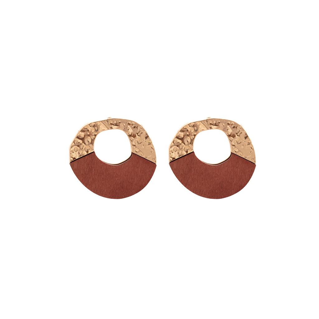 Creative Design Sense Retro Alloy Geometric Splicing Irregular Round Stud Earrings Fashionable Simple Atmospheric Earrings