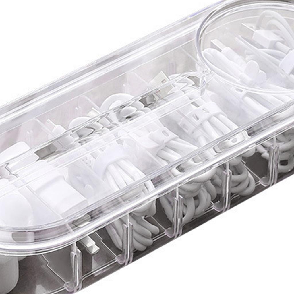 Cable Storage Organizer PP Clear with Multiple Compartments Lid Cord Organizer Box for Desktop