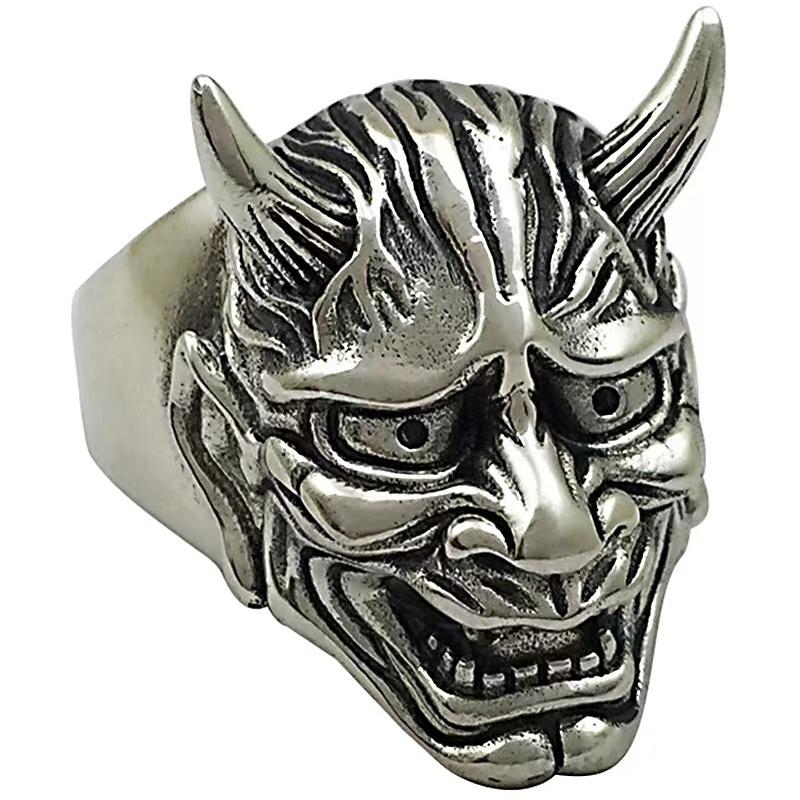 Dierenhoofd Pentagram Ring voor Mannen Retro Dominerend Trendy Punk Verstelbare Maat Ring