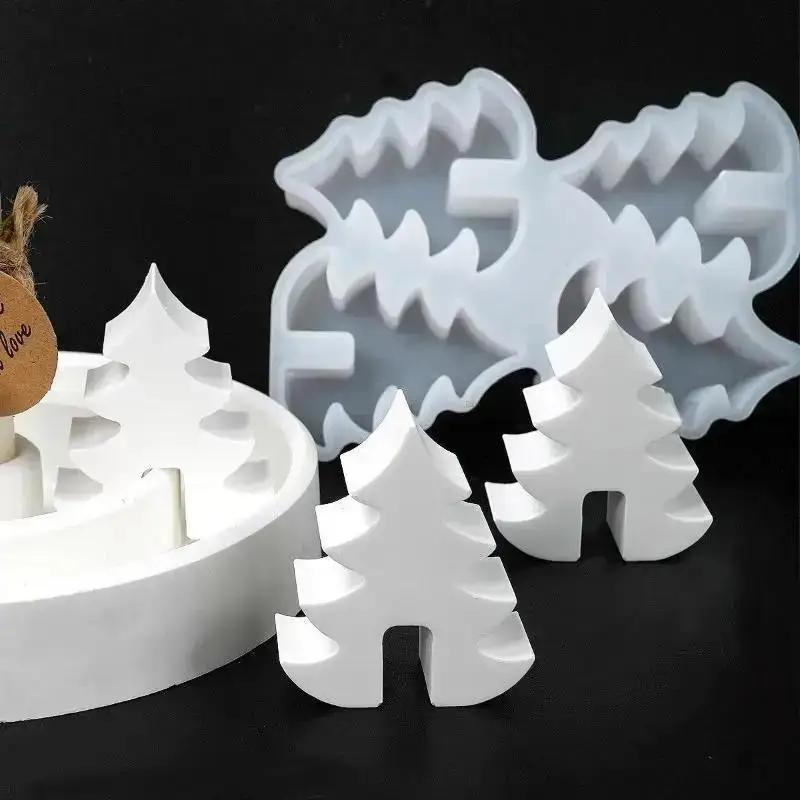 Christmas Tree Handmade Creative Candlestick Silicone Mold DIY Aromath Candle Molds Plaster Resin Candle Holder Making Tools