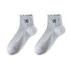 Women’s Lightweight Mesh Ankle Socks Breathable Lace Trim Crew Socks with Bow Embroidery and Hollow Out Design for Everyday Wear