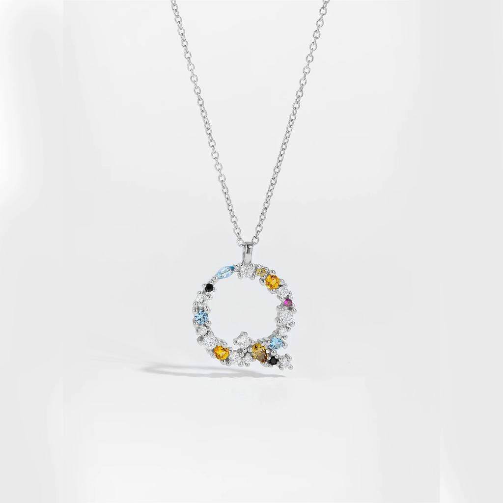 925 Sterling Silver Gold Letter M Pendant Initial F Alphabet Necklace Monogram Opals 2020 Women Accessories Jewelry