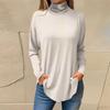 Women's Fashionable Loose-Fit High-Neck T-Shirt With Christmas Print Long-Sleeved Top