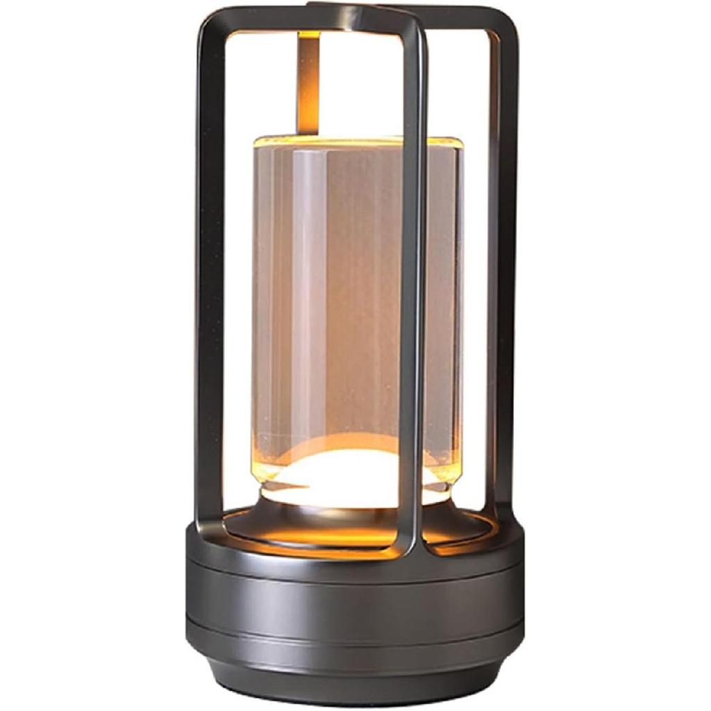 Cordless LED Touch Desk Lamp,2600mAh Battery Powered Crystal Lantern Lamp,3-Colour Dimmable Bedside Lamp,Small Desk Lamp for Restaurant Bedroom Bar