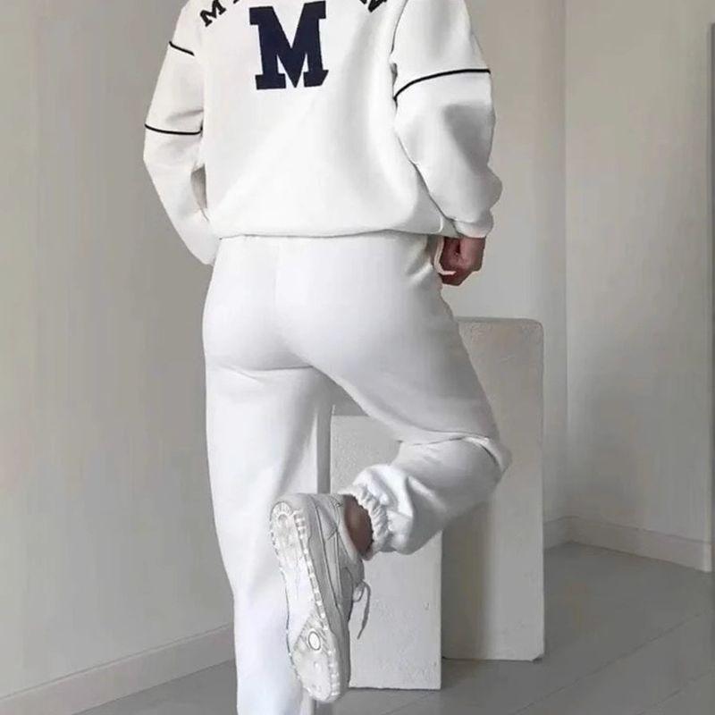 Casual Sports Suit Autumn and Winter New Women's Sweater Letter Print Long sleeve Trousers Blazer Set