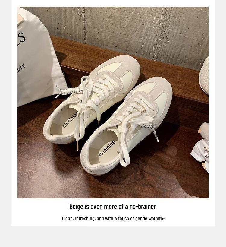 Women's Retro Colorblock German Trainers 2025, Versatile Inner Heightening Round Toe Lace-up Casual Sports Shoes, Forrest Gump Style.