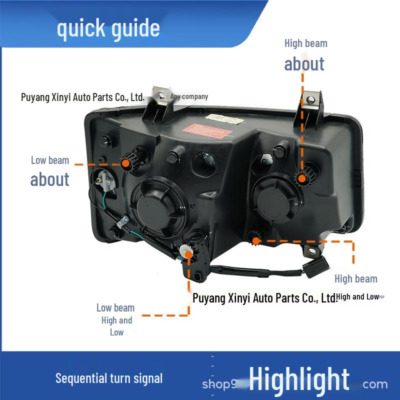 LED Headlight Assembly for Jiefang TianV, HanV, TuV, LongVH, LuV – Dual-Lens Super Bright Upgrade