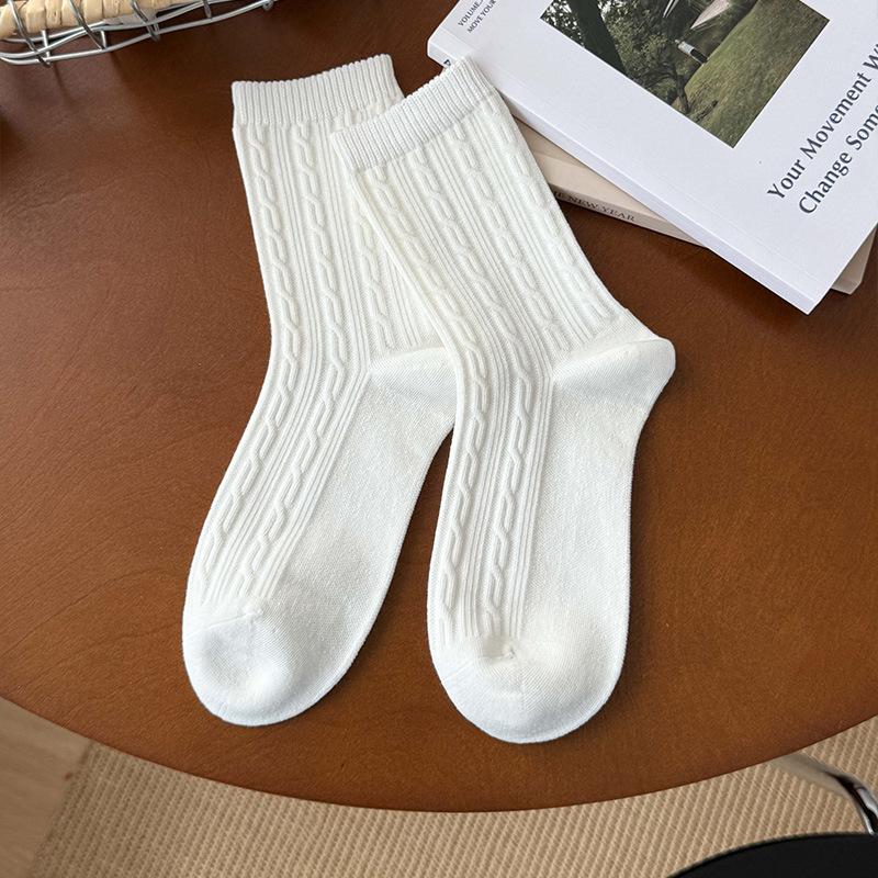 

Женские осенние новые милые кружевные микрокомпрессионные стерео носки-трубы без косточек с темным зерном белого цвета 1 pair