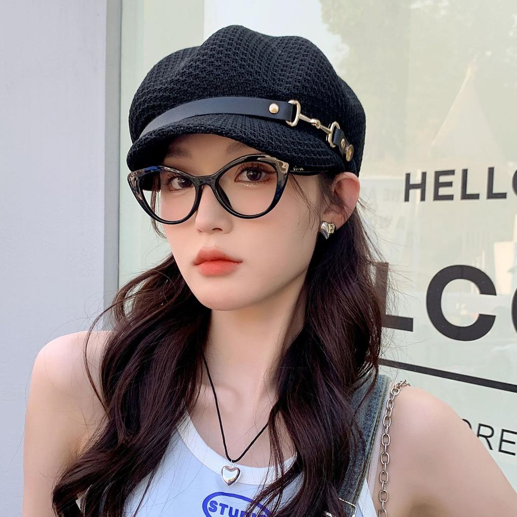 Summer British Outing Hollow Retro Octagonal Hat Children's New Sunscreen Versatile Duck Tongue Newsboy Hat Painter Hat
