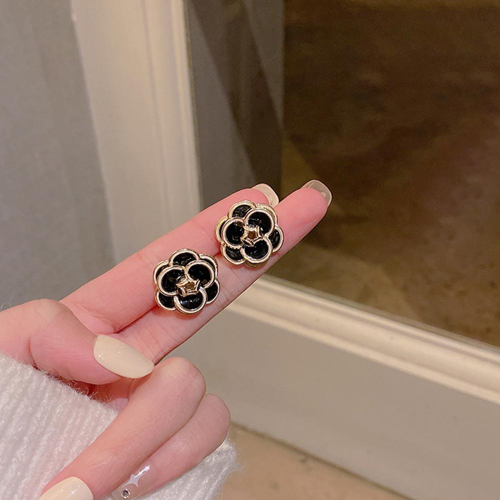 925 Silver Needle Camellia Pearl Earrings For Women Retro Simple Earrings Jewelry Accessories For Girls Gifts