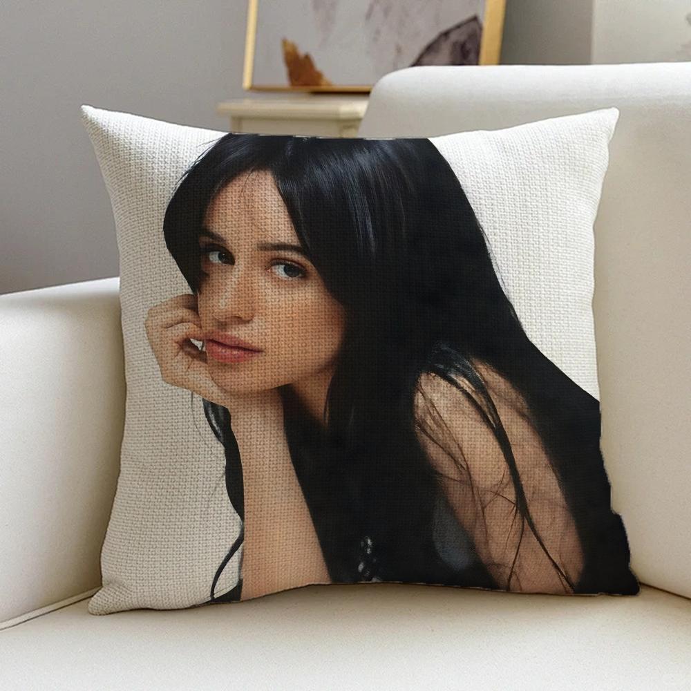 C-Camila Cabello Cushion Cover Cushion Cover Pillowcase, Anti-Mite Invisible Zipper, Linen Sofa Cushion