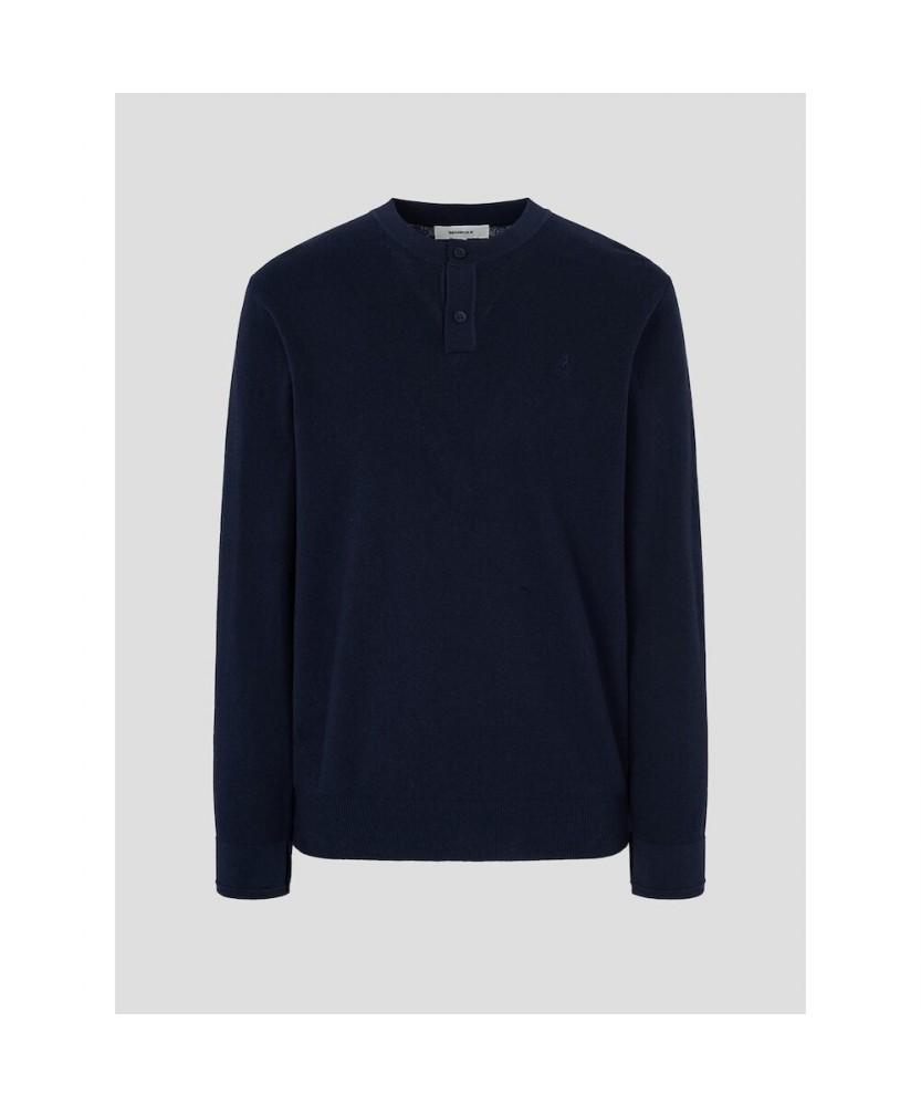 Binpolmen Textured Henley Neck Knit Navy