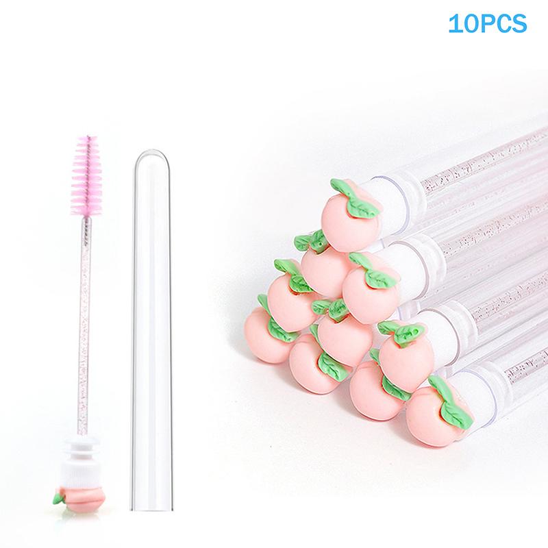 

10Pcs/Set Fruit Collection Mascara Brush Reusable Lash Brush Tube Spoolies Lash Extension Brushes Applicators Makeup Tools as the picture