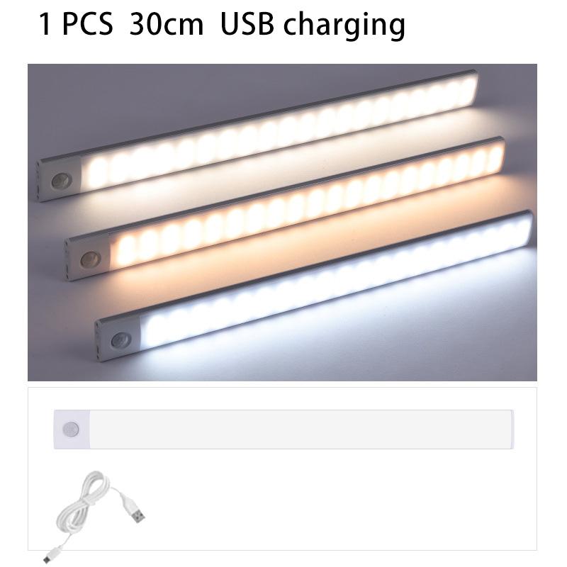 

Светодиодная лента с интеллектуальным датчиком движения, магнитный светильник для шкафа, зарядка через USB silvery