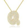 18K Gold 26-Letter Zircon Necklace with Copper Inlay