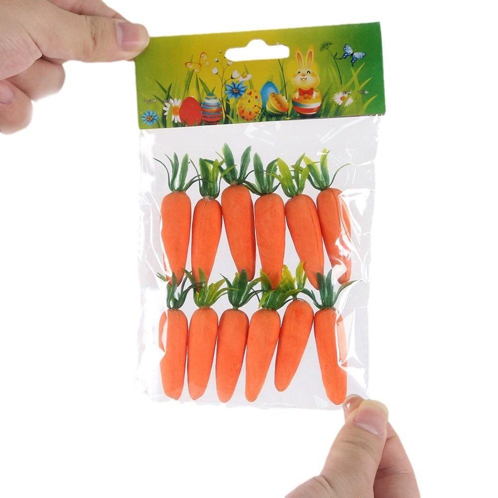 12Pcs Creative Mini Easter Carrots Handmade DIY Craft Artificial Foam Carrot Decorative Realistic Easter Carrot Pendant
