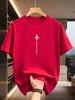 Summer 100 Pure Cotton Unisexs Casual Loose Fashion Airplane Letter Printed Breathable Sports Short Sleeved Round Neck TShirt