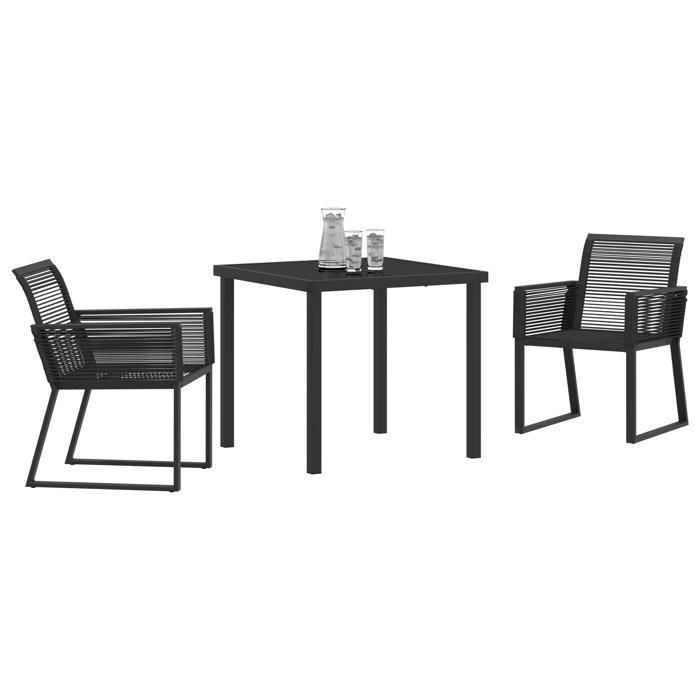 VidaXL Ensemble de Salle à Manger de Jardin 3 Pièces Noir Poly Rattan 3379310
