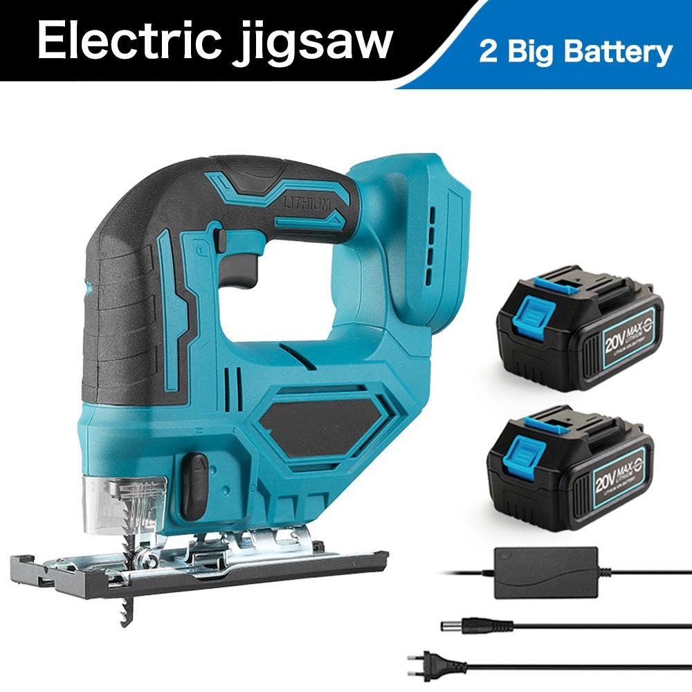 Cordless Jigsaw High Power Electric Curved Saw Portable Multi-Function Woodworking Power Tool