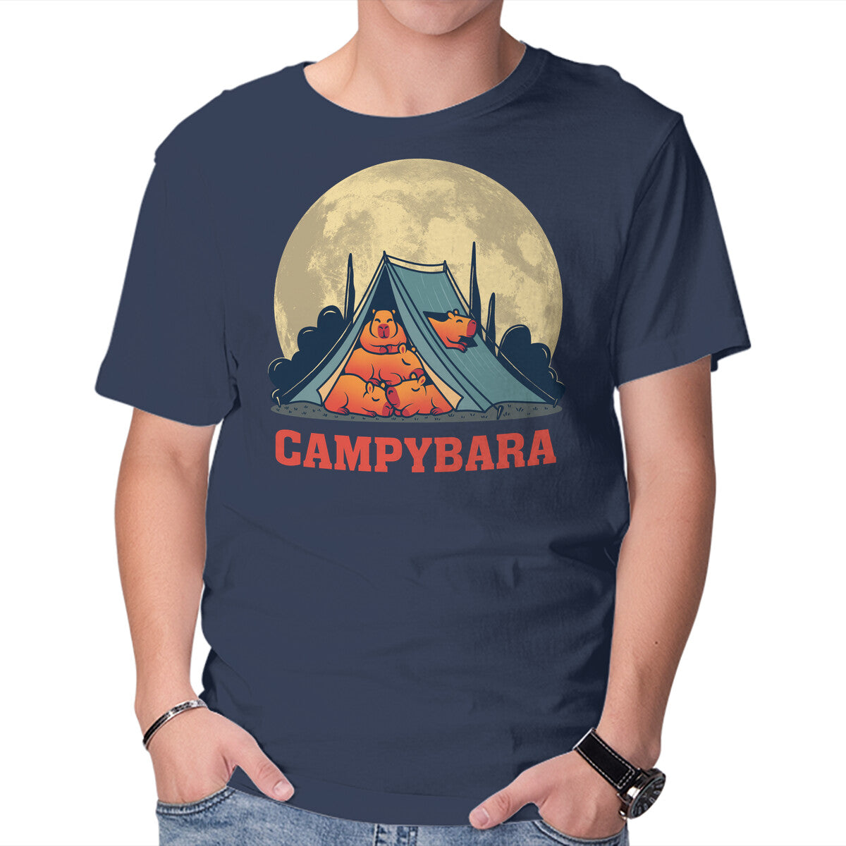 Unisex Crew Neck T-Shirt Campy-bara Graphic Short Sleeve Casual Tee XXL