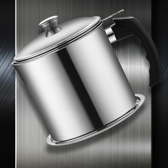 Stainless Steel Oil Can Container with Fine Filter Frying Oil Saver for Straining And Storing Cooking Oil Reuse 1.4L Capacity Rust-Proof Kitchen Oil