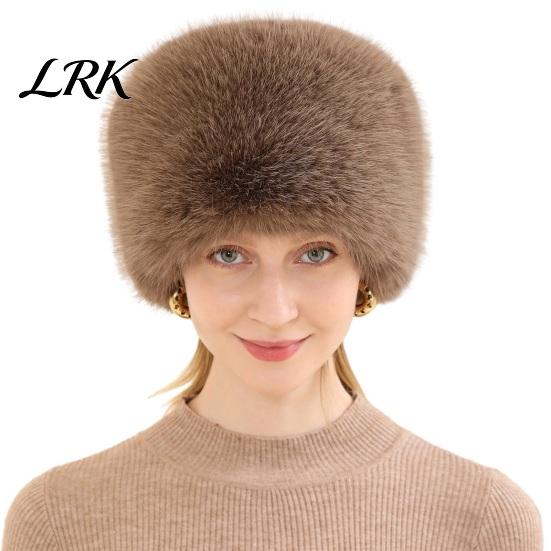 Soft Polyester Hat Women Fuzzy Brimless Hat, Warm Faux Fur Solid Color Elastic Thermal Ushanka Plush Winter Fluffy Bucket for Cold Weather Stylish