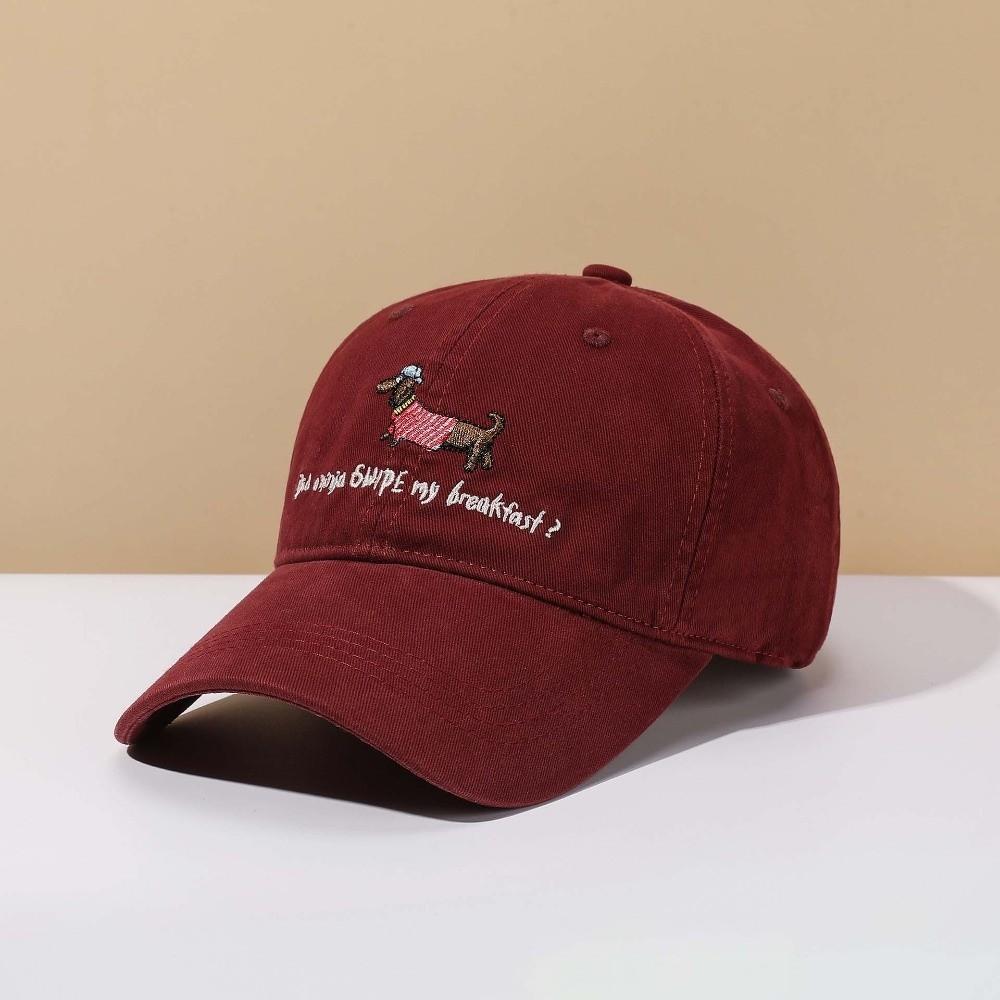 

Sunscreen Dachshund Baseball Cap Adjustable Couple Sunshade Casquette Embroidered Peaked Hat Men темно-красного